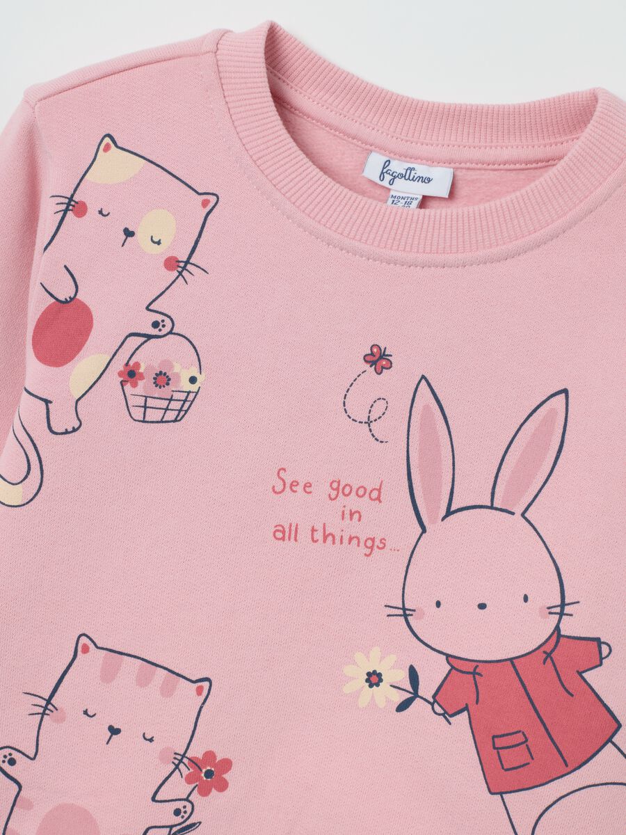 Pink cotton sweatshirt with fun prints_2