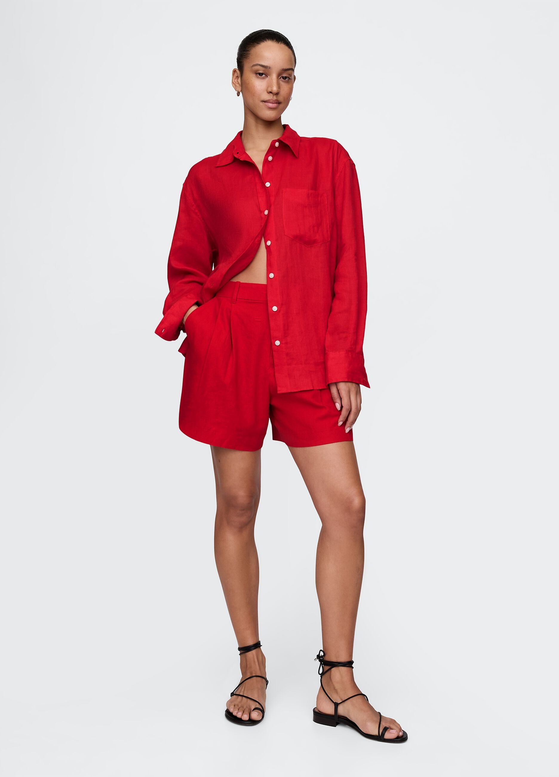 Red Pure Linen Shirt Gap