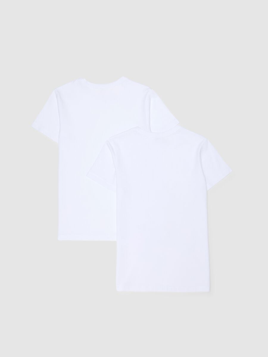 Two-pack white boy's t-shirts in pure cotton regular fit_1