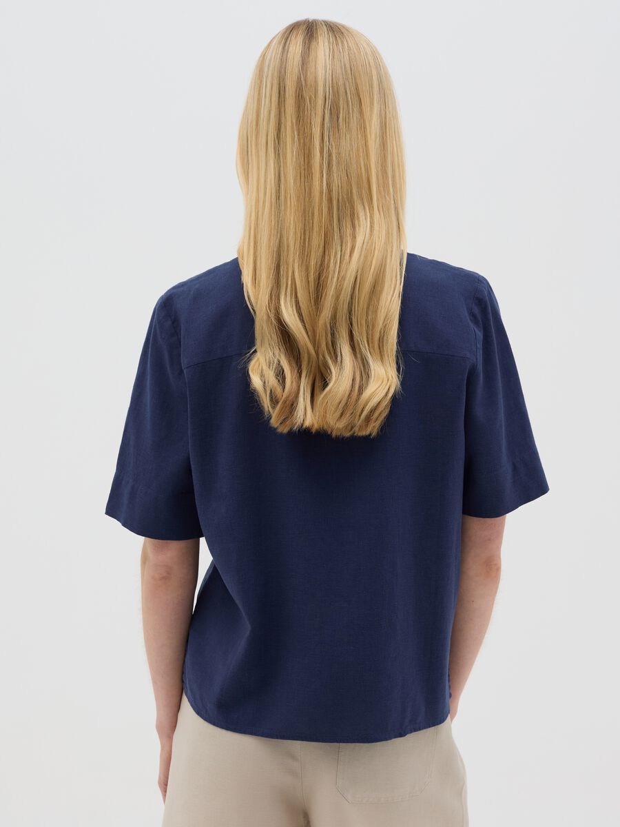 Women’s blue regular-fit shirt in linen and viscose_2