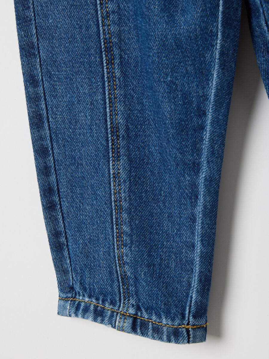Pantaloni in puro cotone denim blu regular fit per bimbo_2