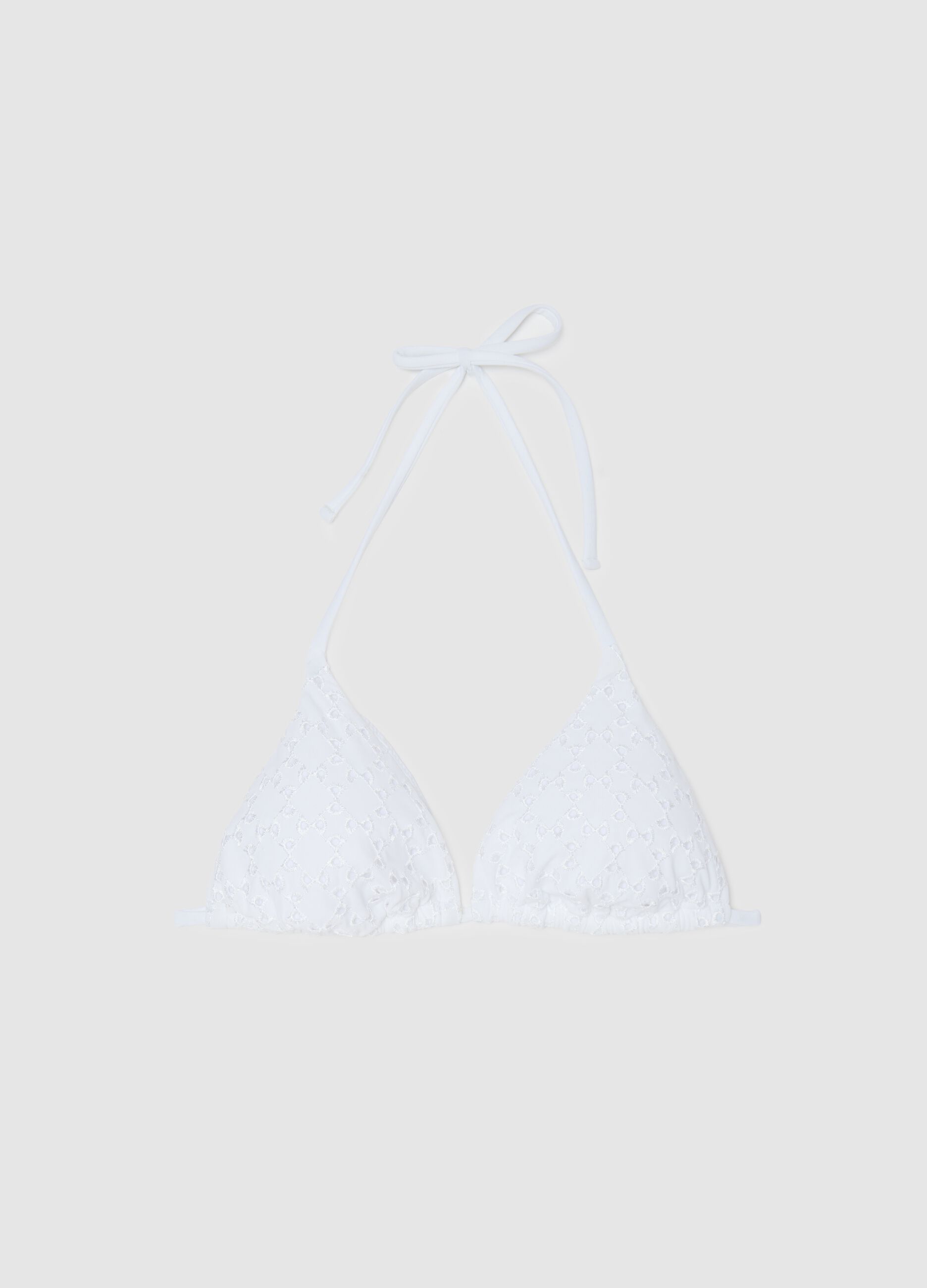 Women's white perforated elastane bikini