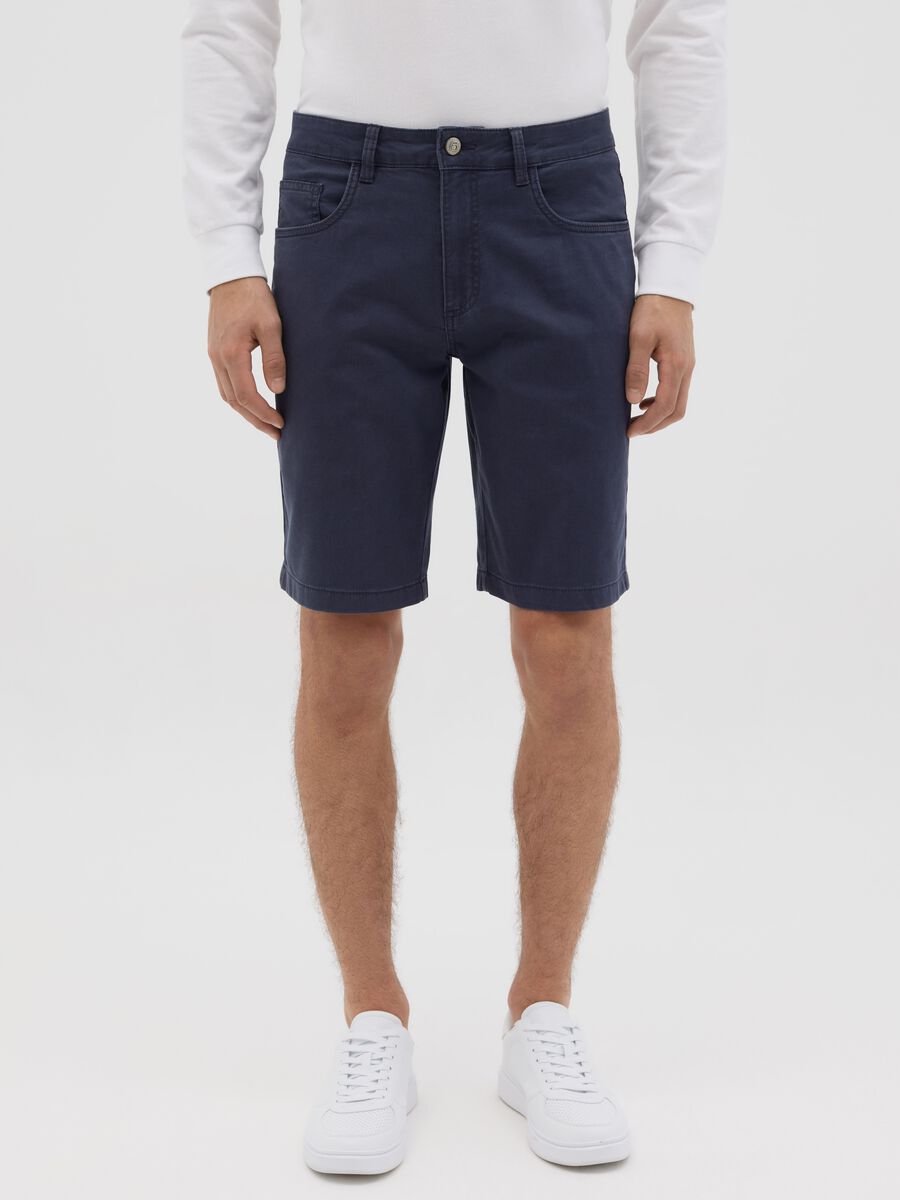 Ovs Stretch Cotton Casual Blue Bermudas_1