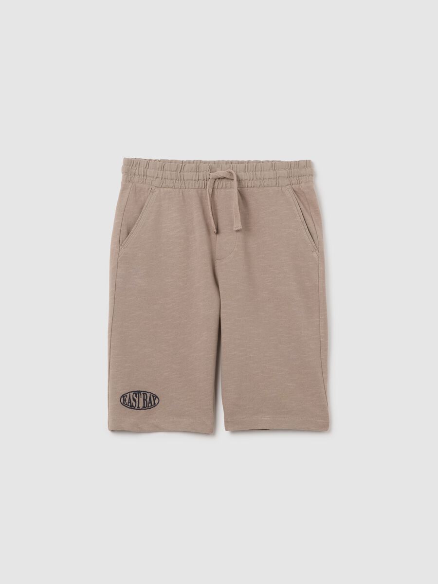 Children's beige pure cotton regular fit shorts_0