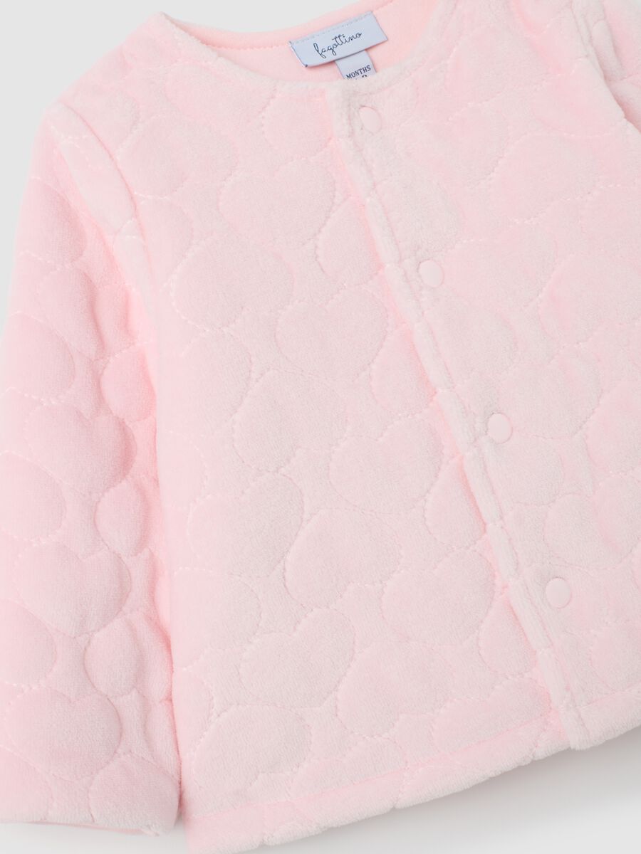 Pink cotton baby jacket with snap closure_2
