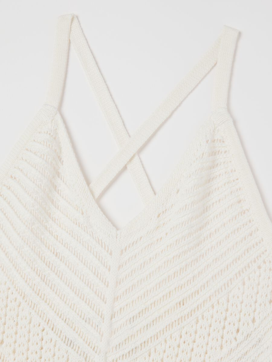 White dress in pure cotton with American neckline_5