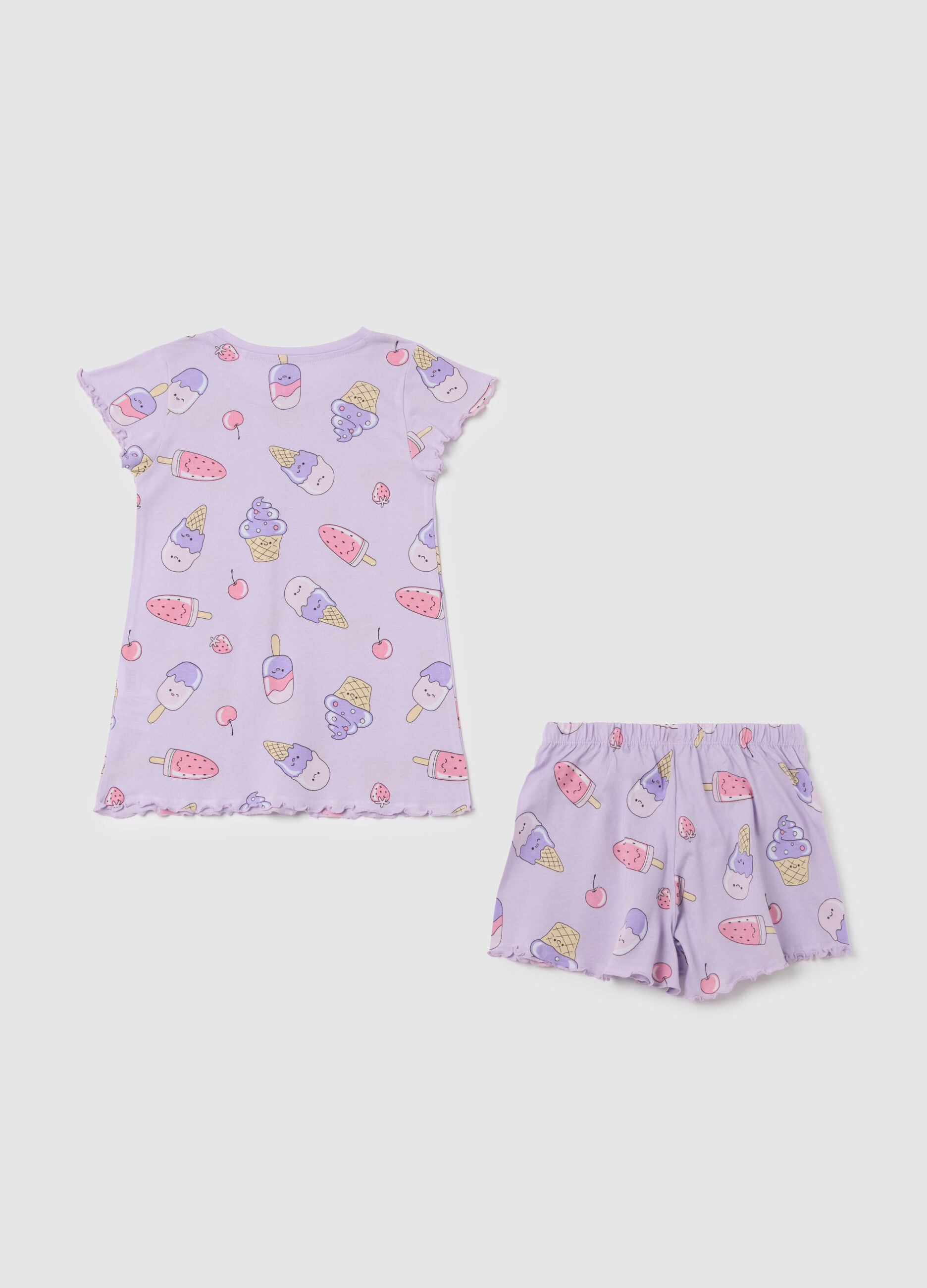 Girls' purple pure cotton pyjamas regular fit