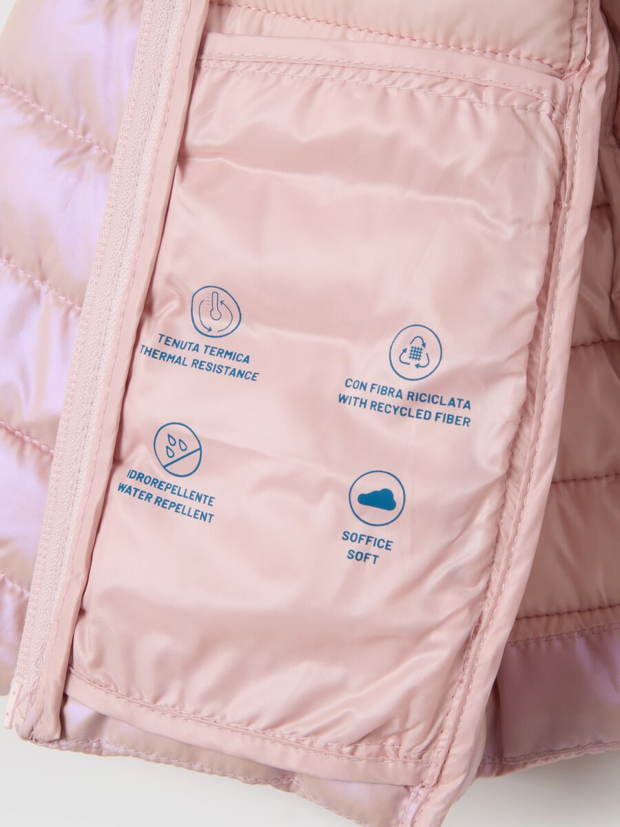 Pink padded girls' jacket with hood_3