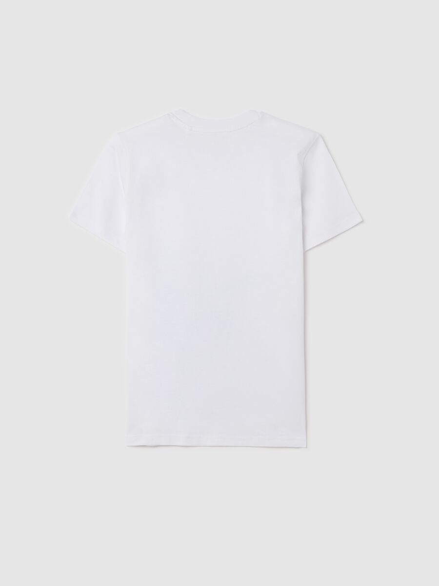 T-shirt bianca in cotone con stampa lettering_1