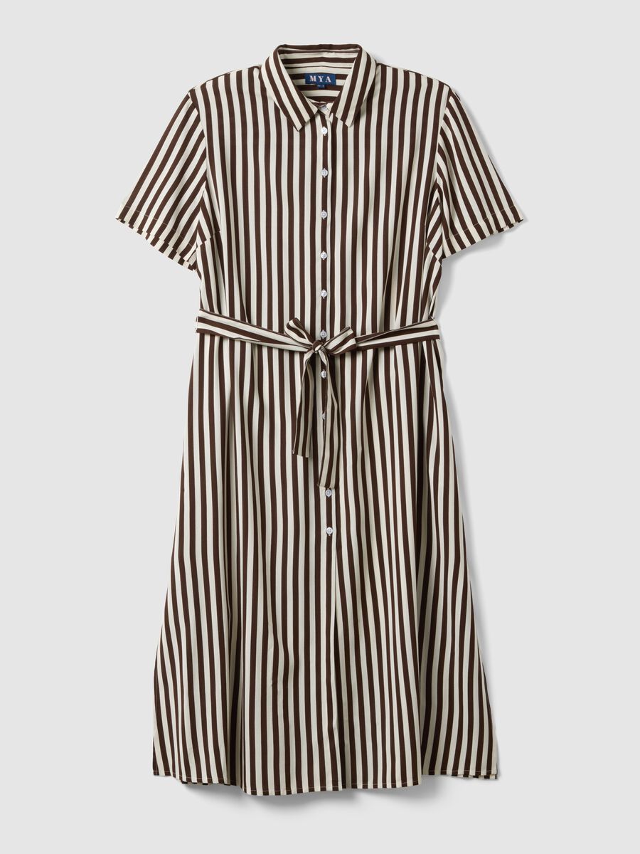 Regular fit multicolour striped pure viscose dress with belt_4