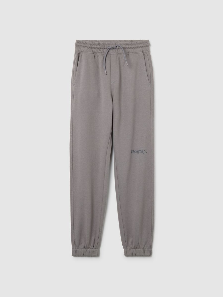 Boys' grey regular fit jogger trousers in pure cotton_0