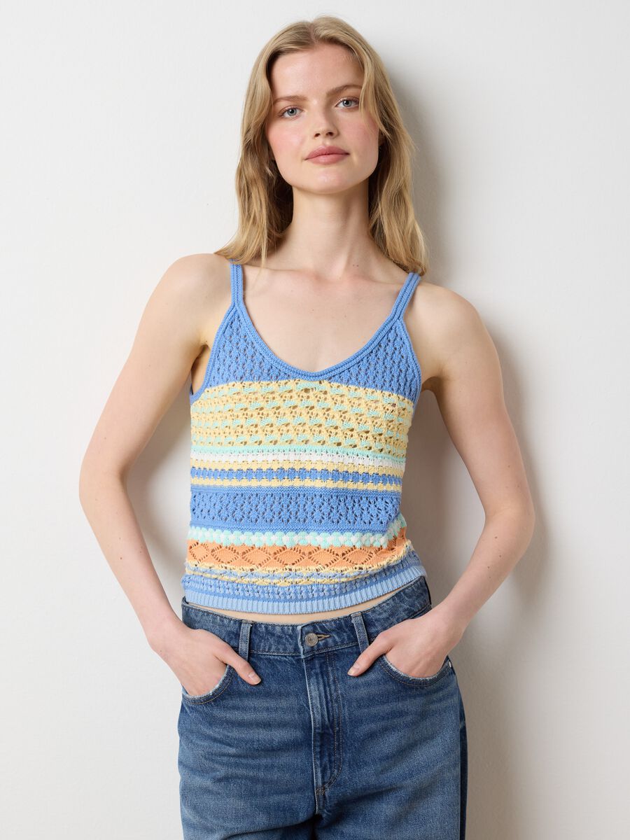 Multicolour Striped Cotton Crop Top_1