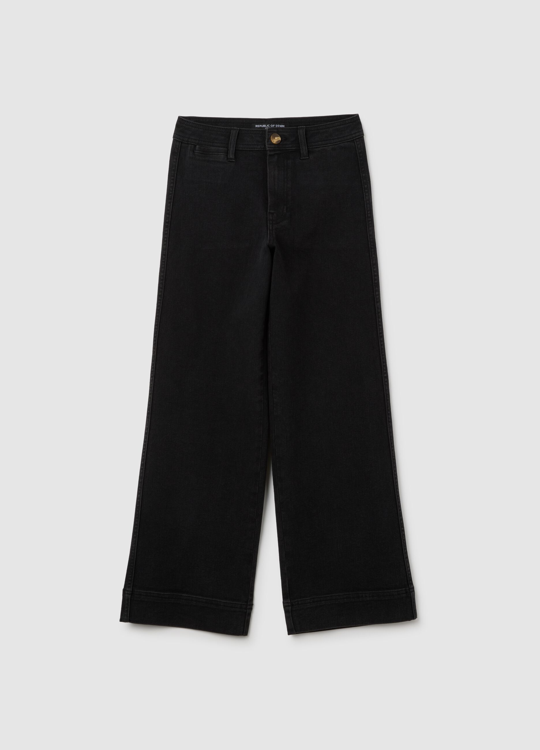 Women's black denim trousers regular fit