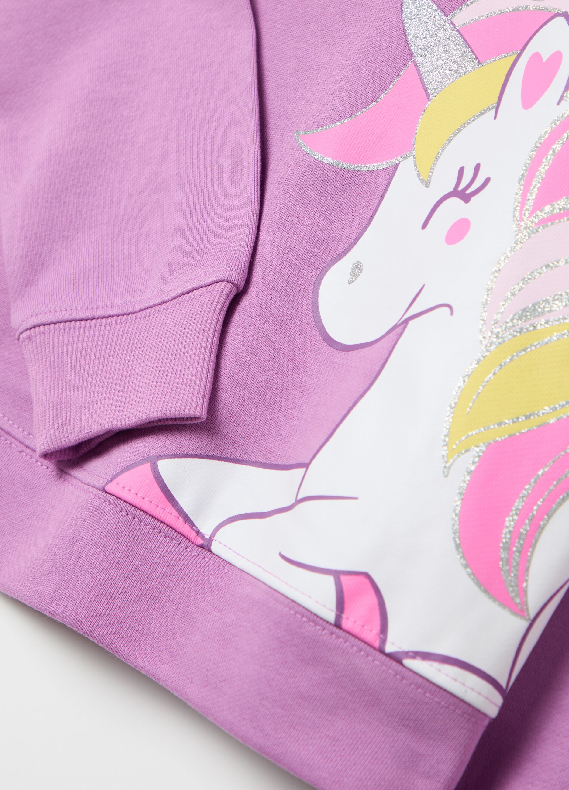 Jogging set in cotone con stampa unicorno