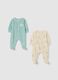 Twin pack of baby velour rompers in multicolour with snap closure_0