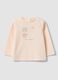 Pink organic cotton crew-neck top with little animal print_0