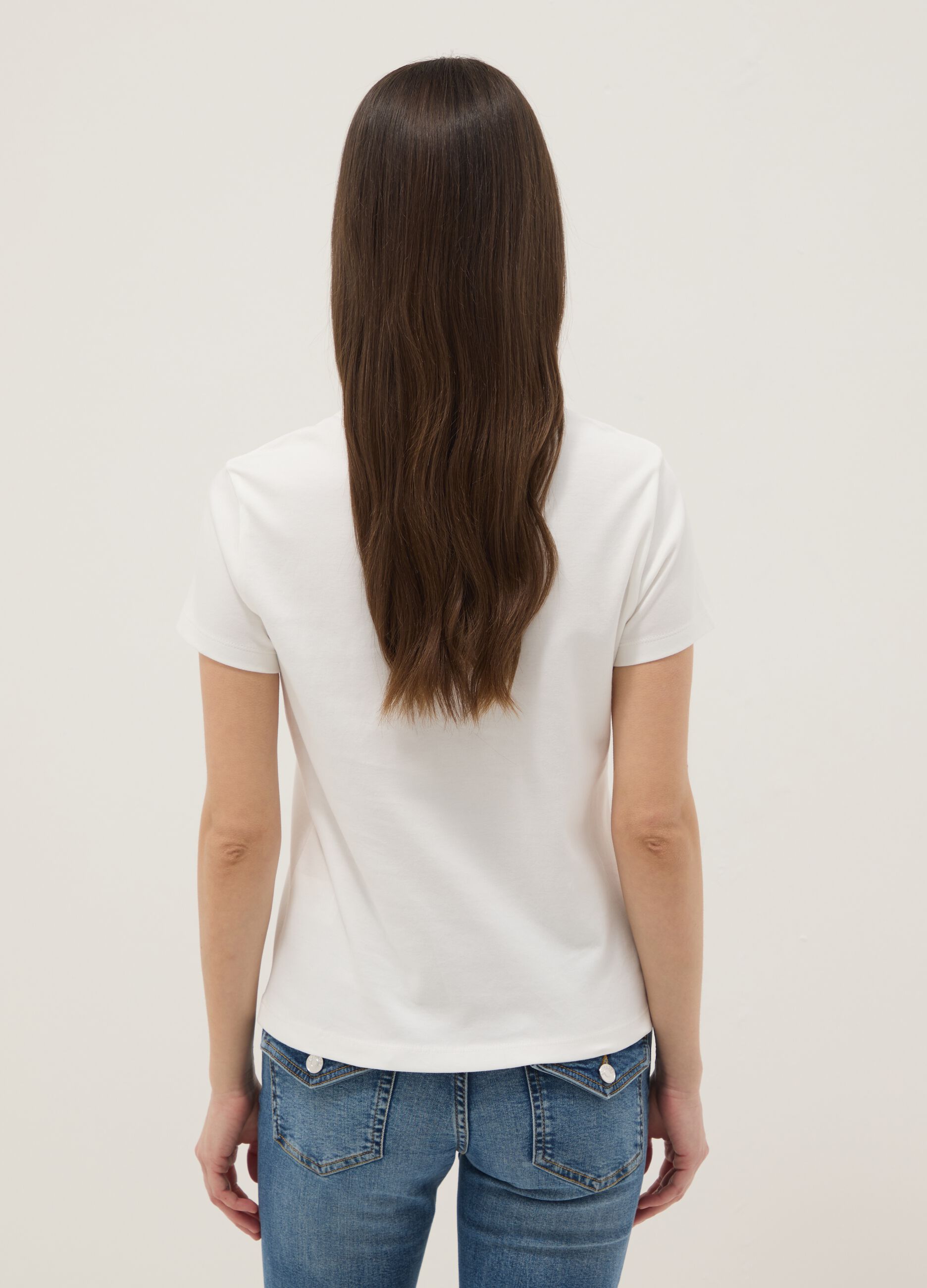 Women's White Regular Fit Pure Cotton T-Shirt