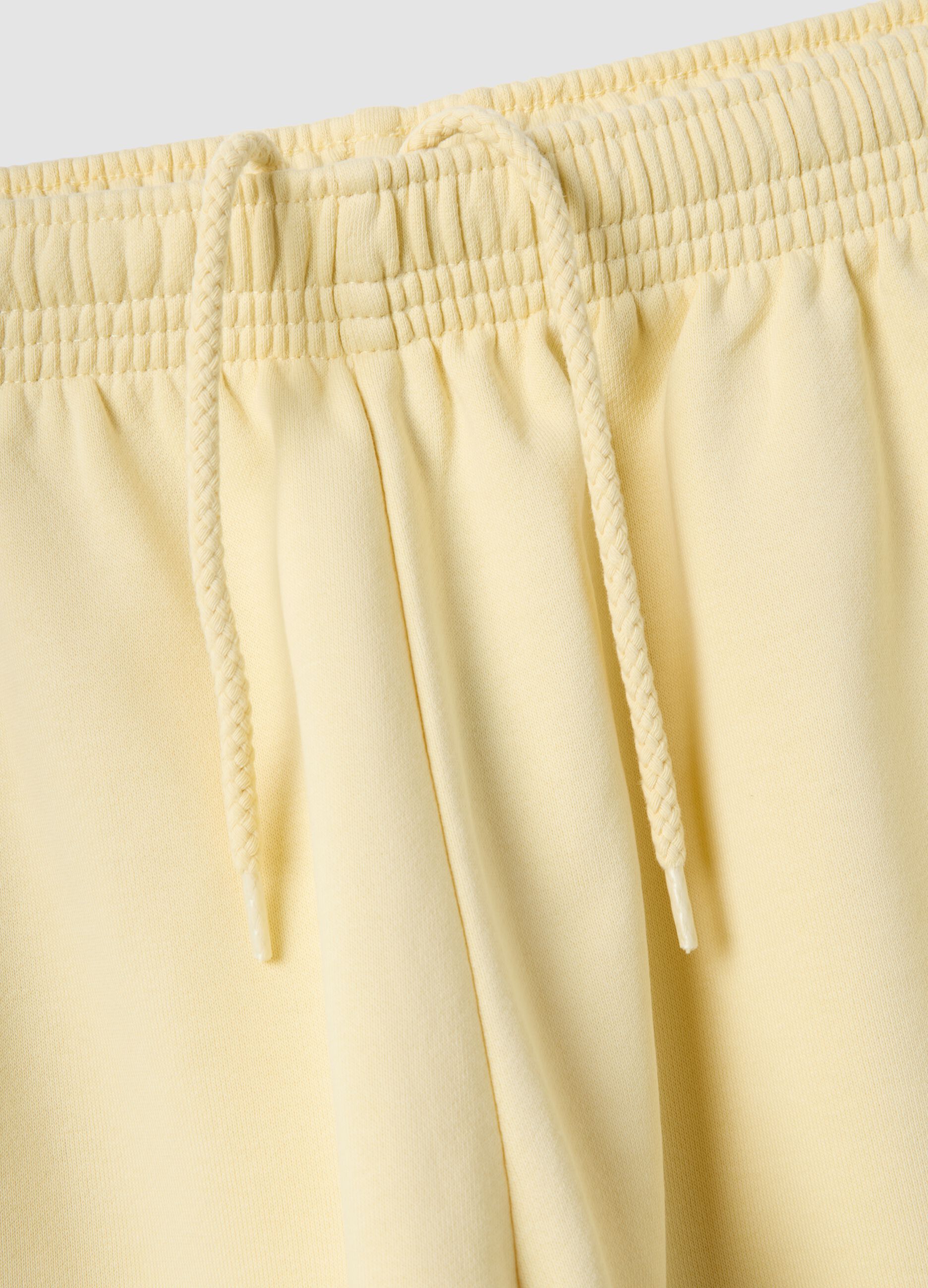 Yellow cotton-blend shorts with elasticated waist