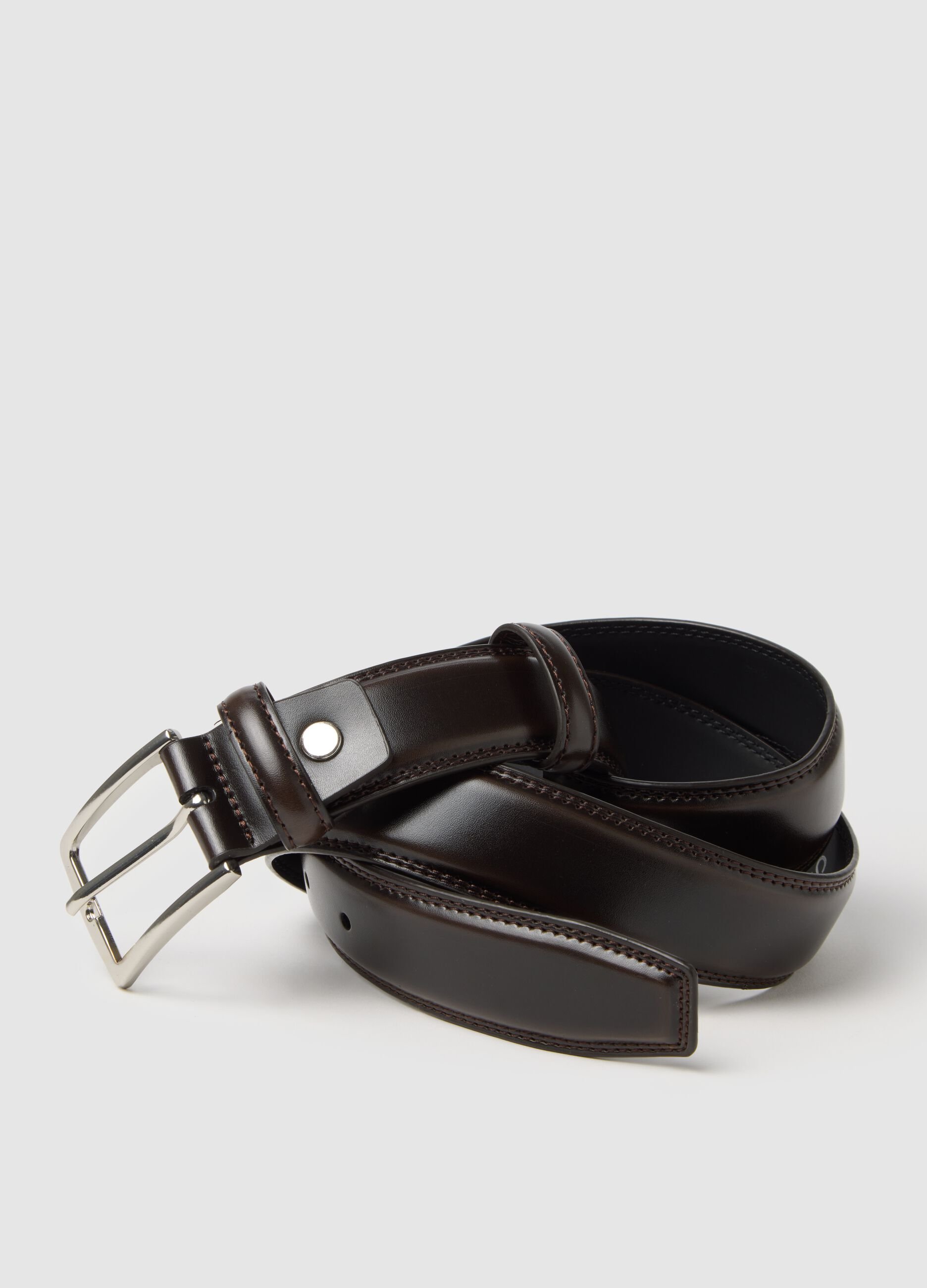 Brown genuine leather belt