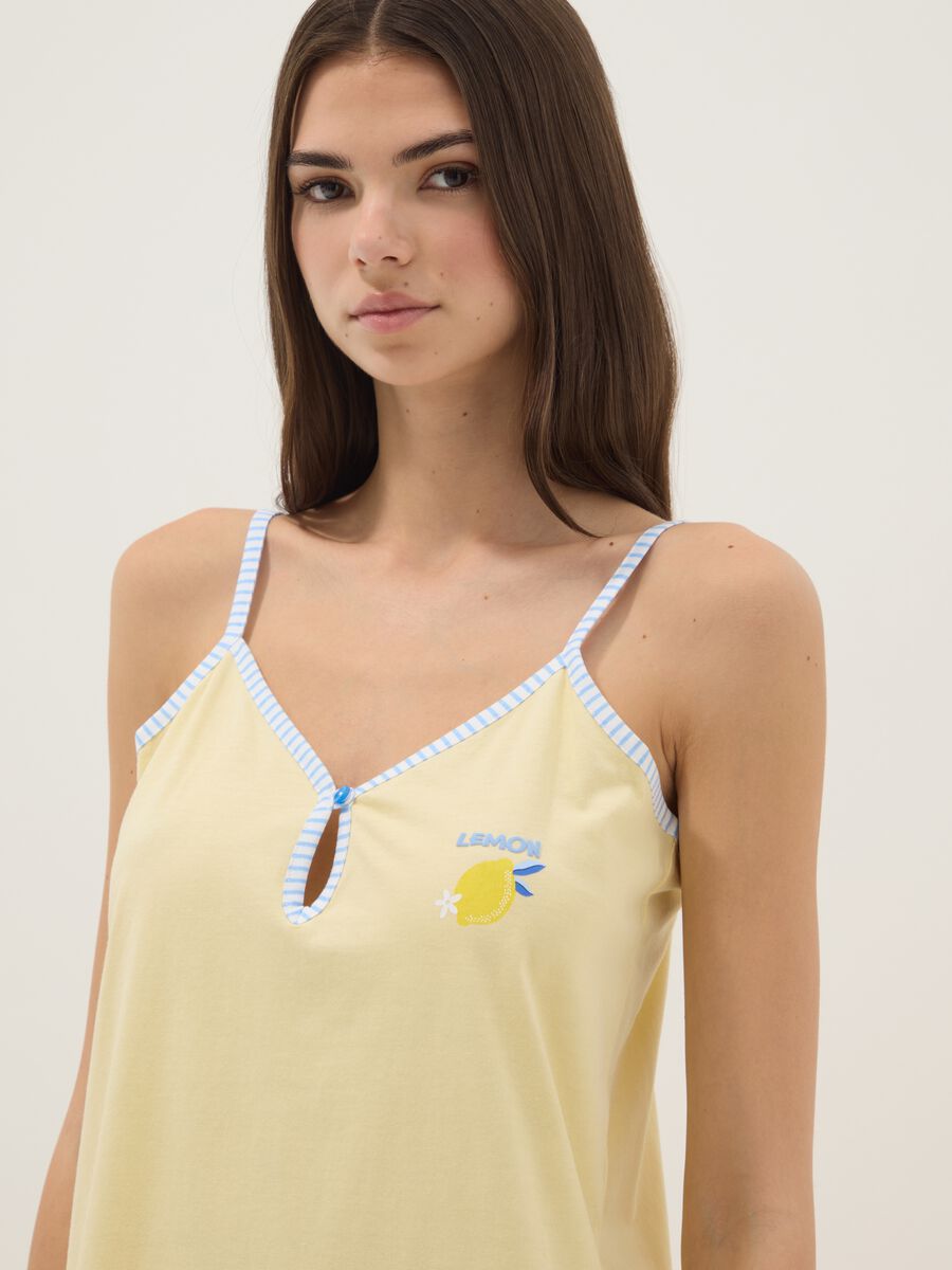 Yellow organic cotton nightdress with thin straps_3