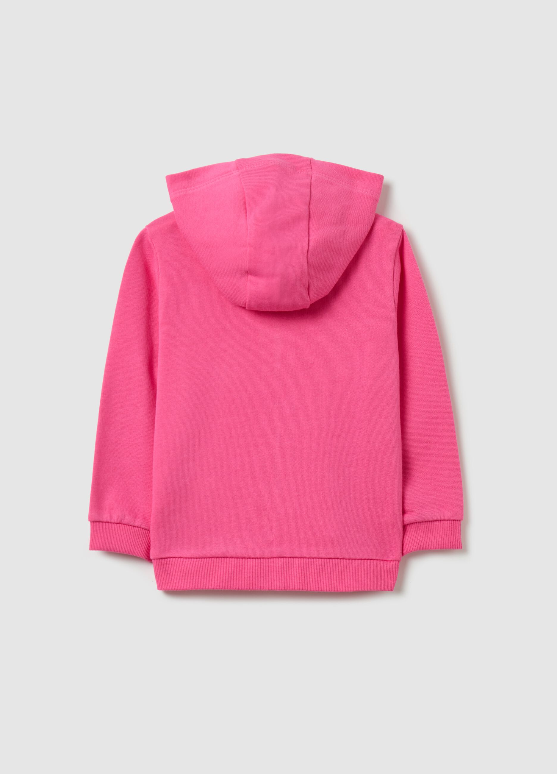 Full-zip sweatshirt in French terry with hood and diamantés