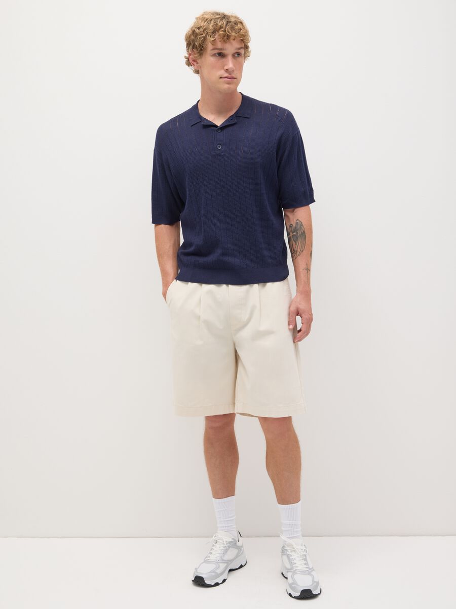 Men's Beige Baggy Pure Cotton Shorts_0