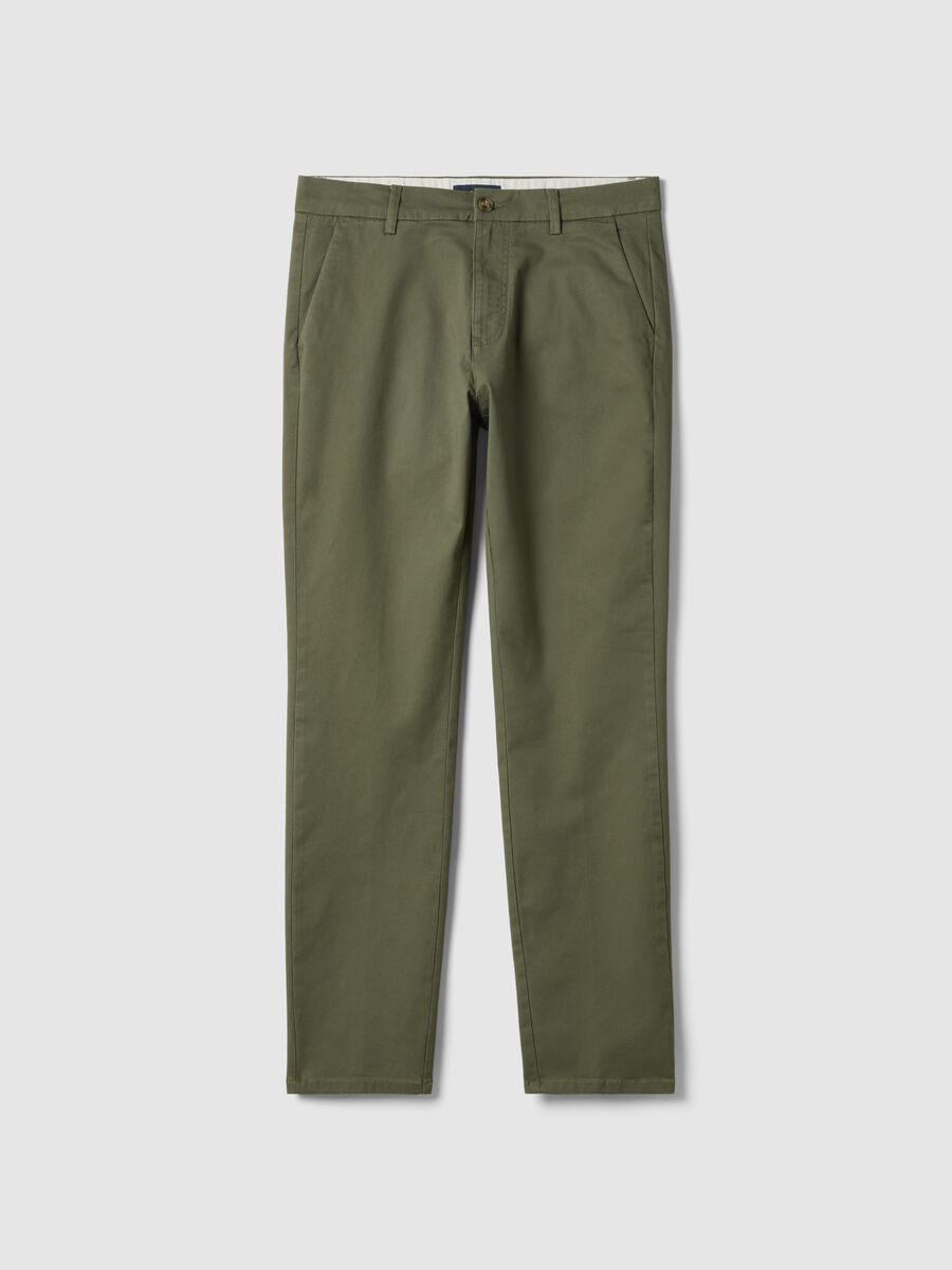 Slim Fit Green Stretch Cotton Chinos_0