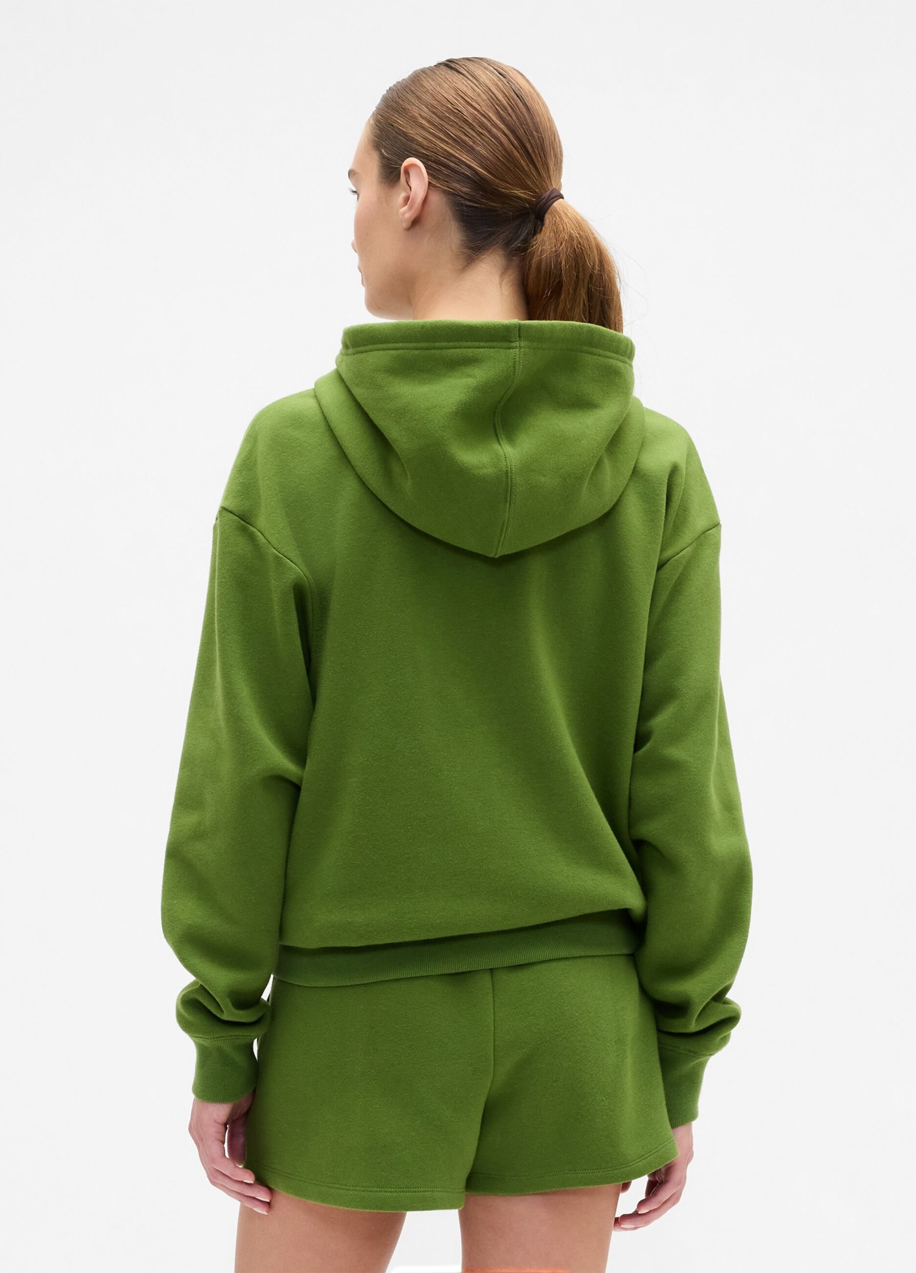 Felpa verde con zip completa