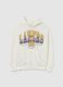 White cotton-blend hoodie with Lakers logo_4