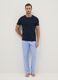 Light Blue Classic Fit Pajama Trousers in Pure Cotton_0