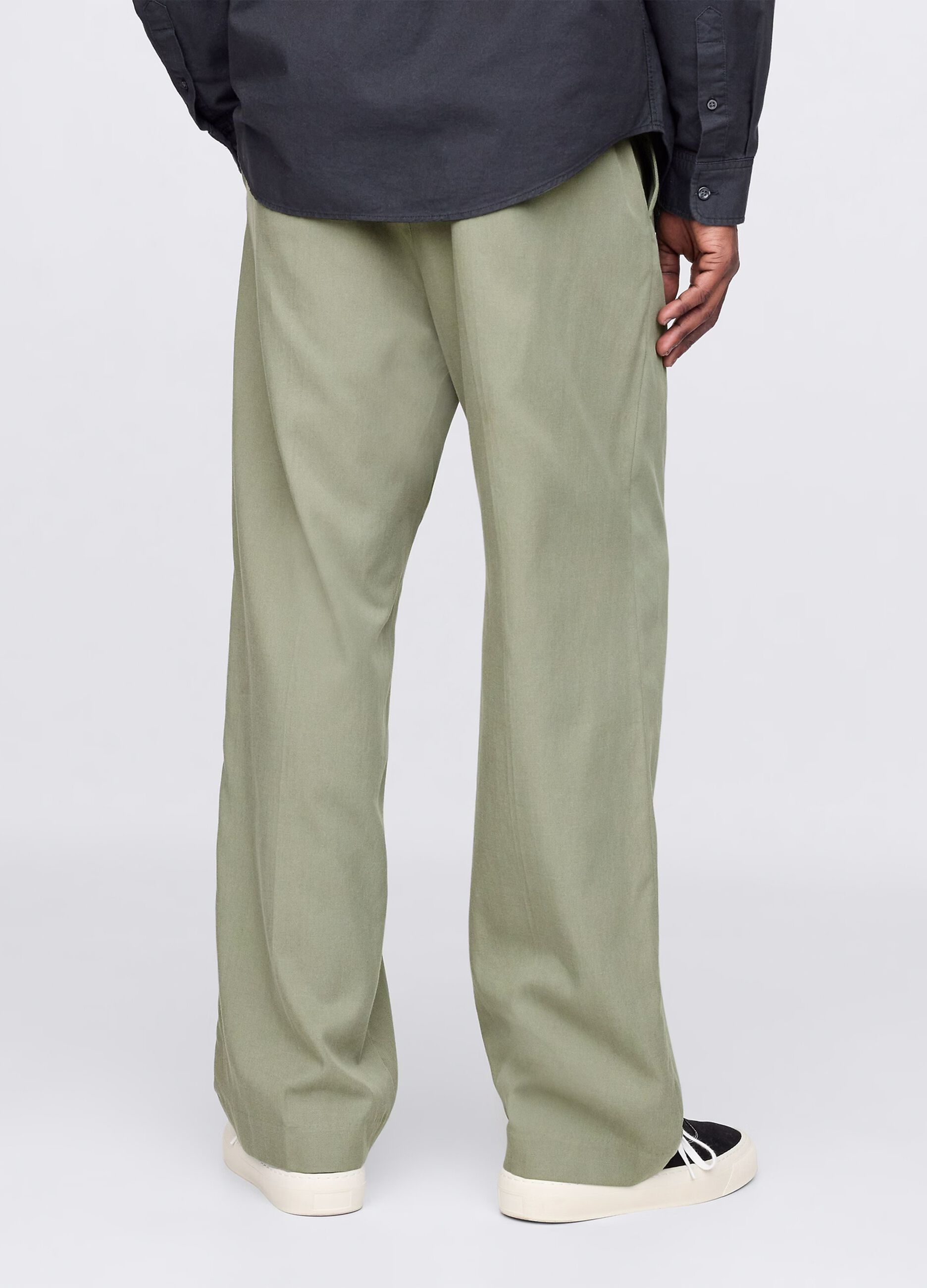 Green wide-leg trousers in Lyocell and cotton