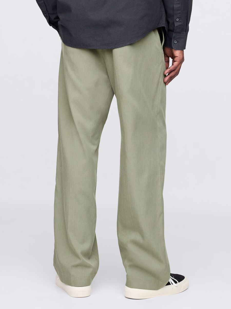 Green wide-leg trousers in Lyocell and cotton_2