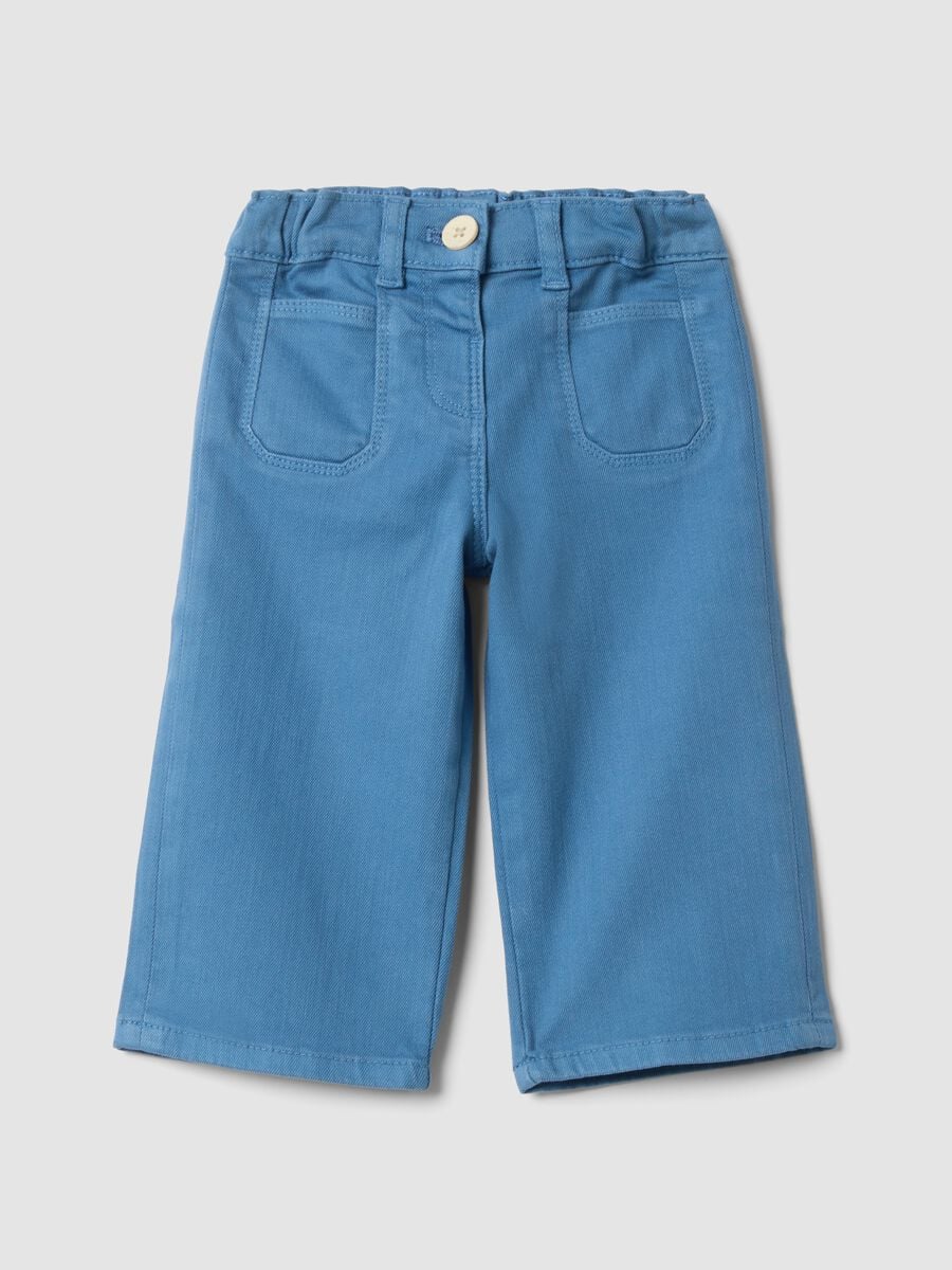 Pantaloni azzurri in cotone elasticizzato straight fit_0