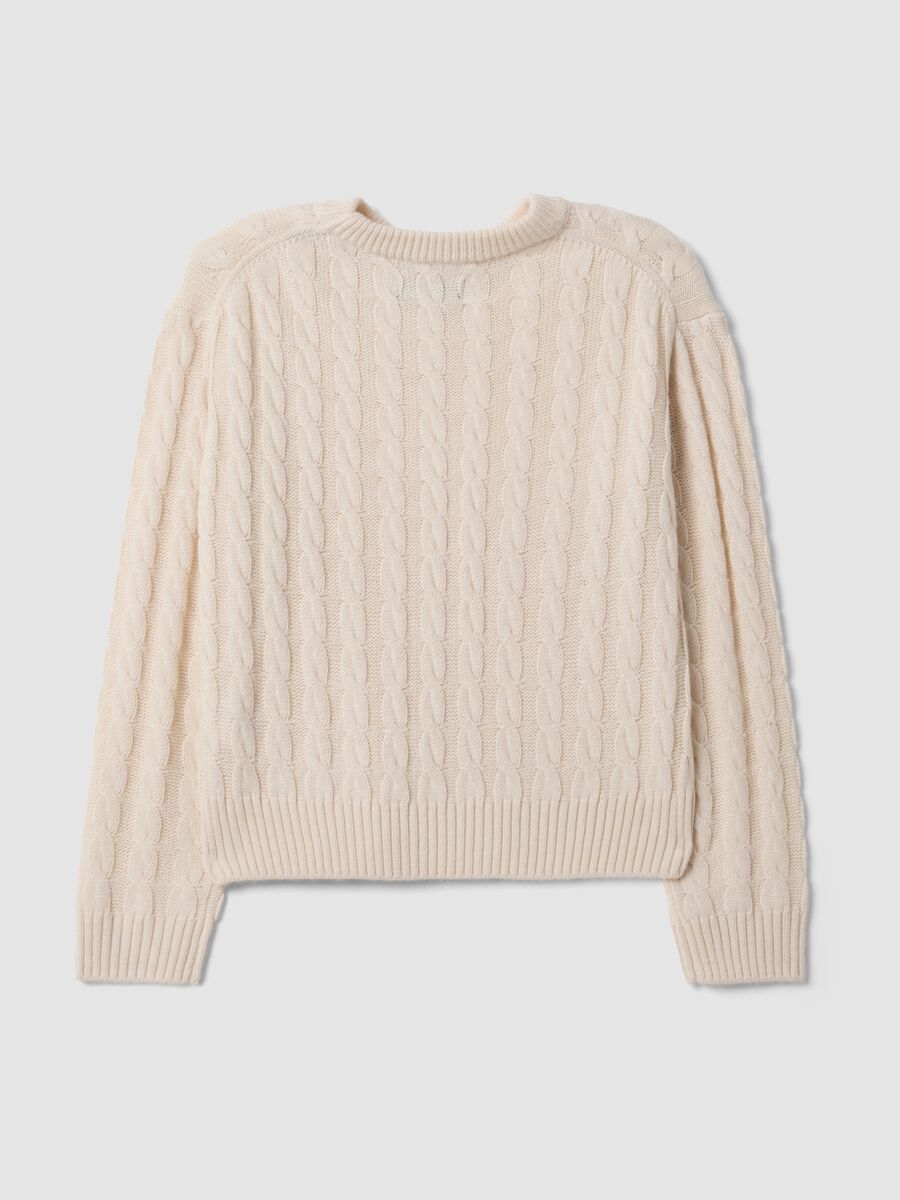 Beige wool-blend cable-knit crew-neck jumper in an oversized fit_2
