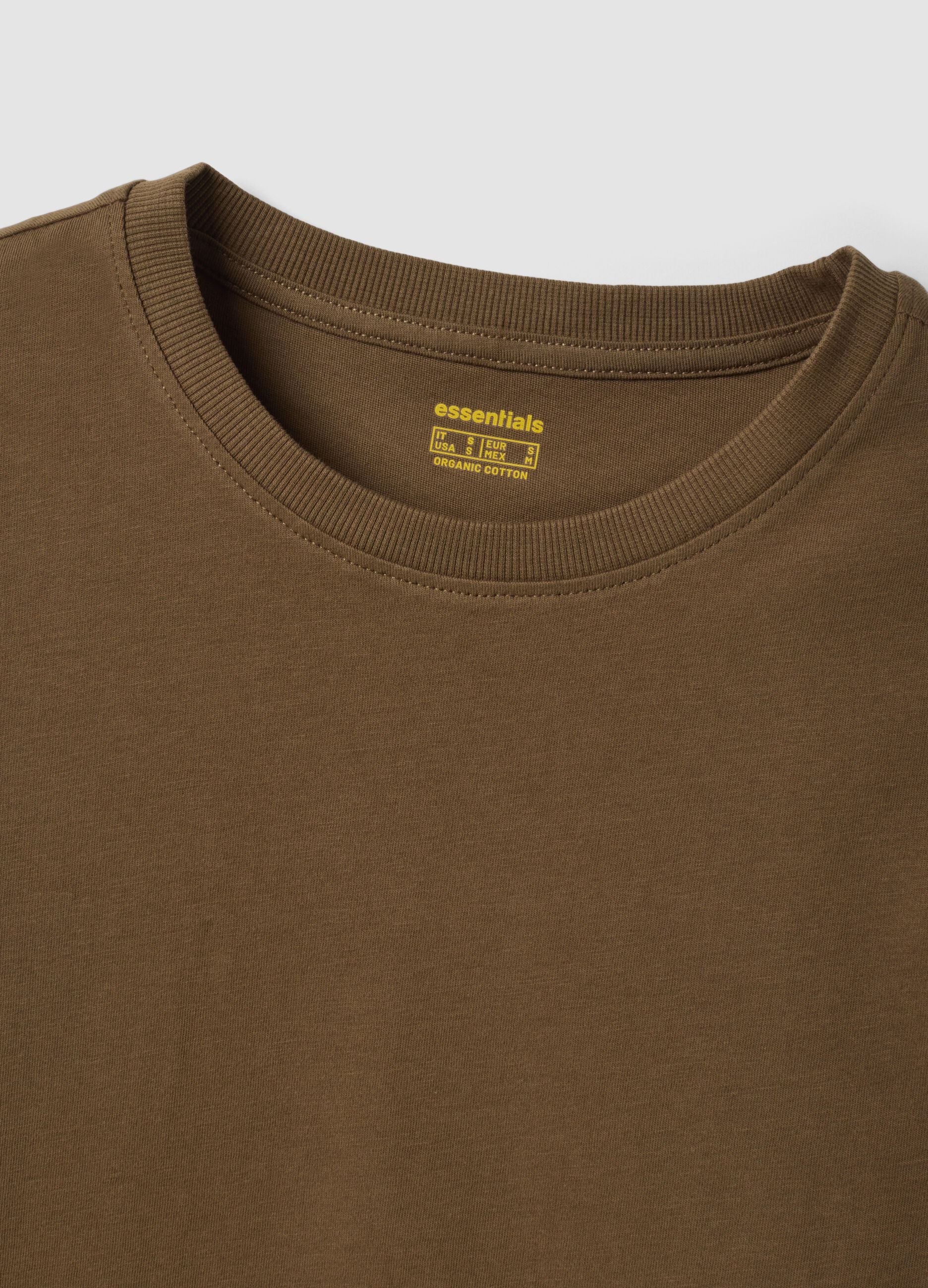 Green crew-neck T-shirt in pure organic cotton, regular fit