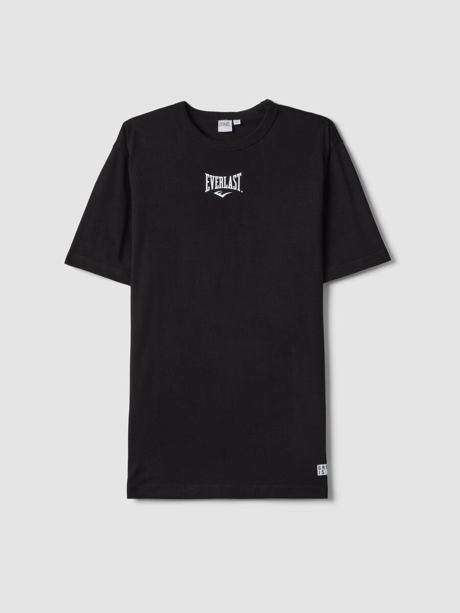 Black regular fit pure cotton t-shirt with Everlast logo_4