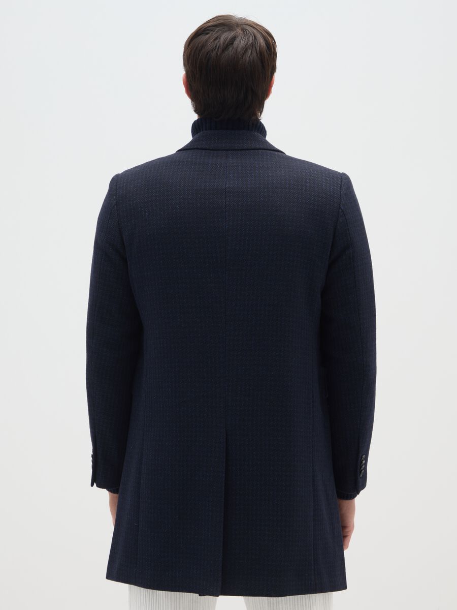 Cappotto lungo blu a quadri regular fit in pied de poule_2
