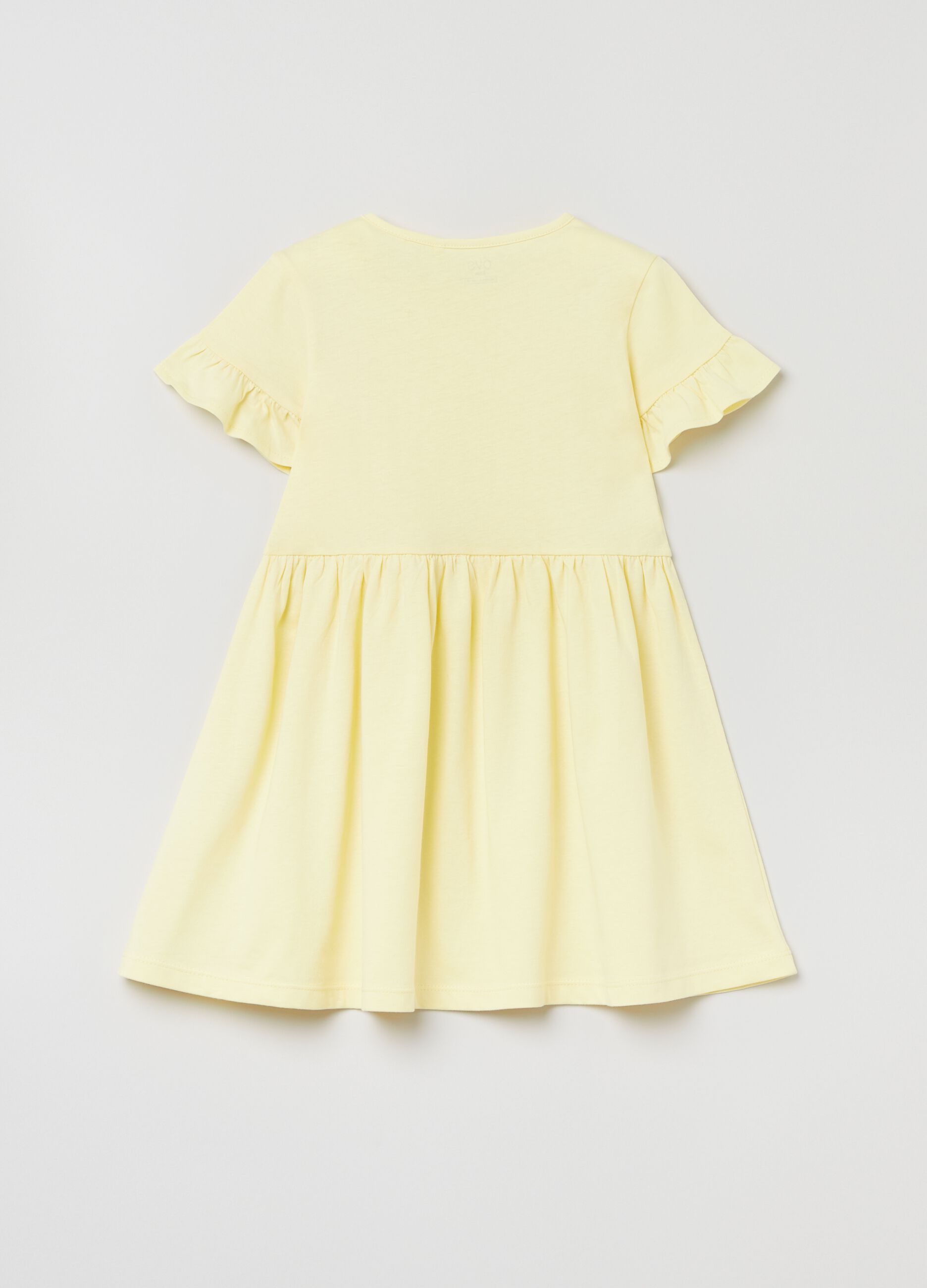 Jersey dress with frills and pocket