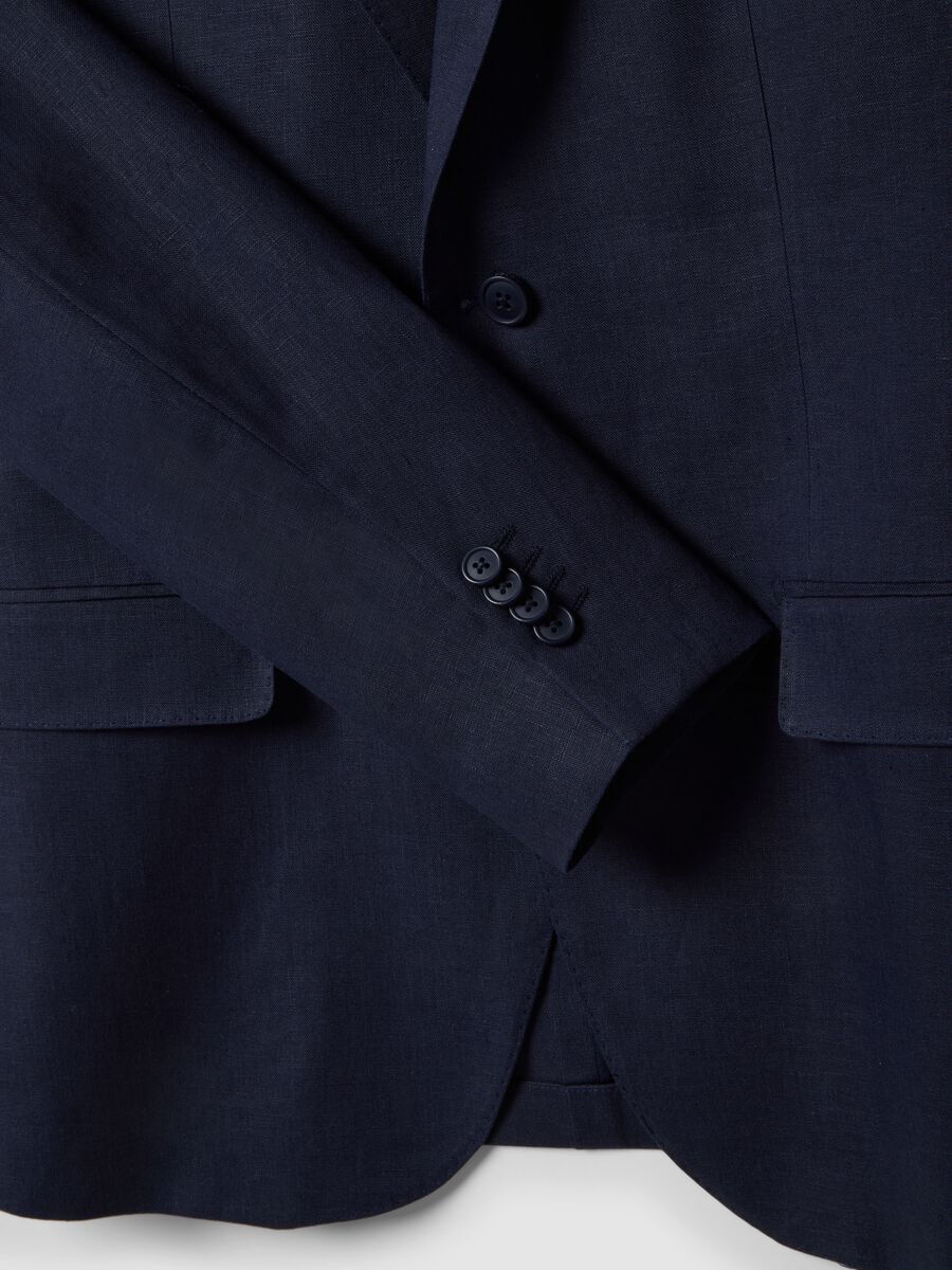 Slim fit pure linen blue blazer_5