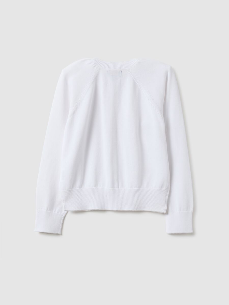 Girl's pure white cotton cardigan regular fit with cable knit_4