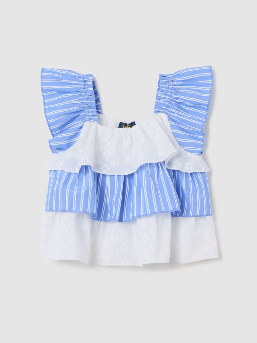 Blouse with light blue and white stripes_0