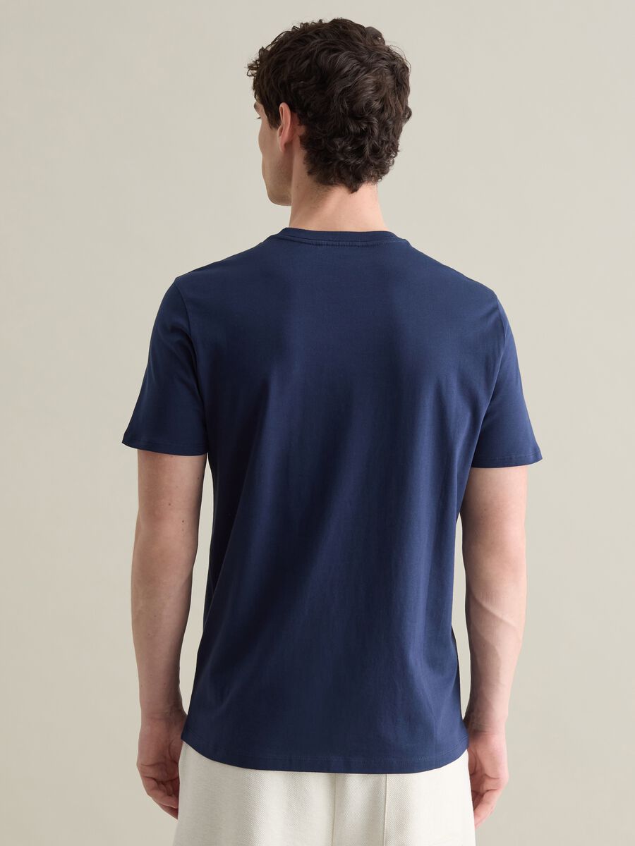 Short sleeve cotton T-shirt in Lead blue_3