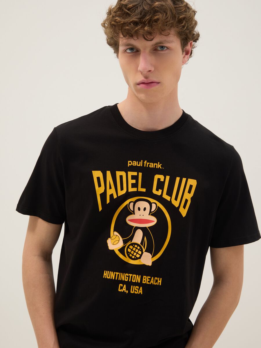 Black printed T-shirt in pure cotton, regular fit_2