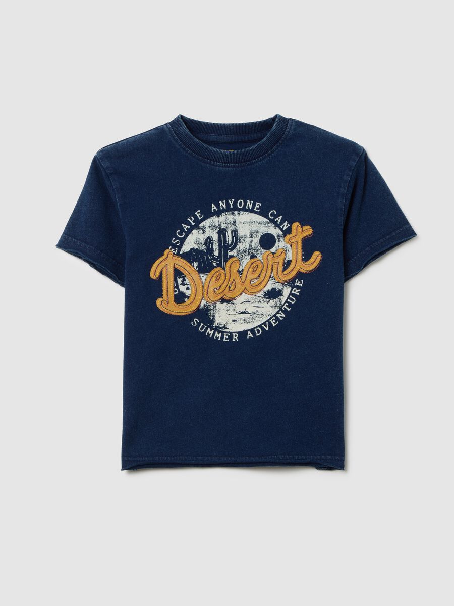 Children's blue pure cotton T-shirt regular fit_0