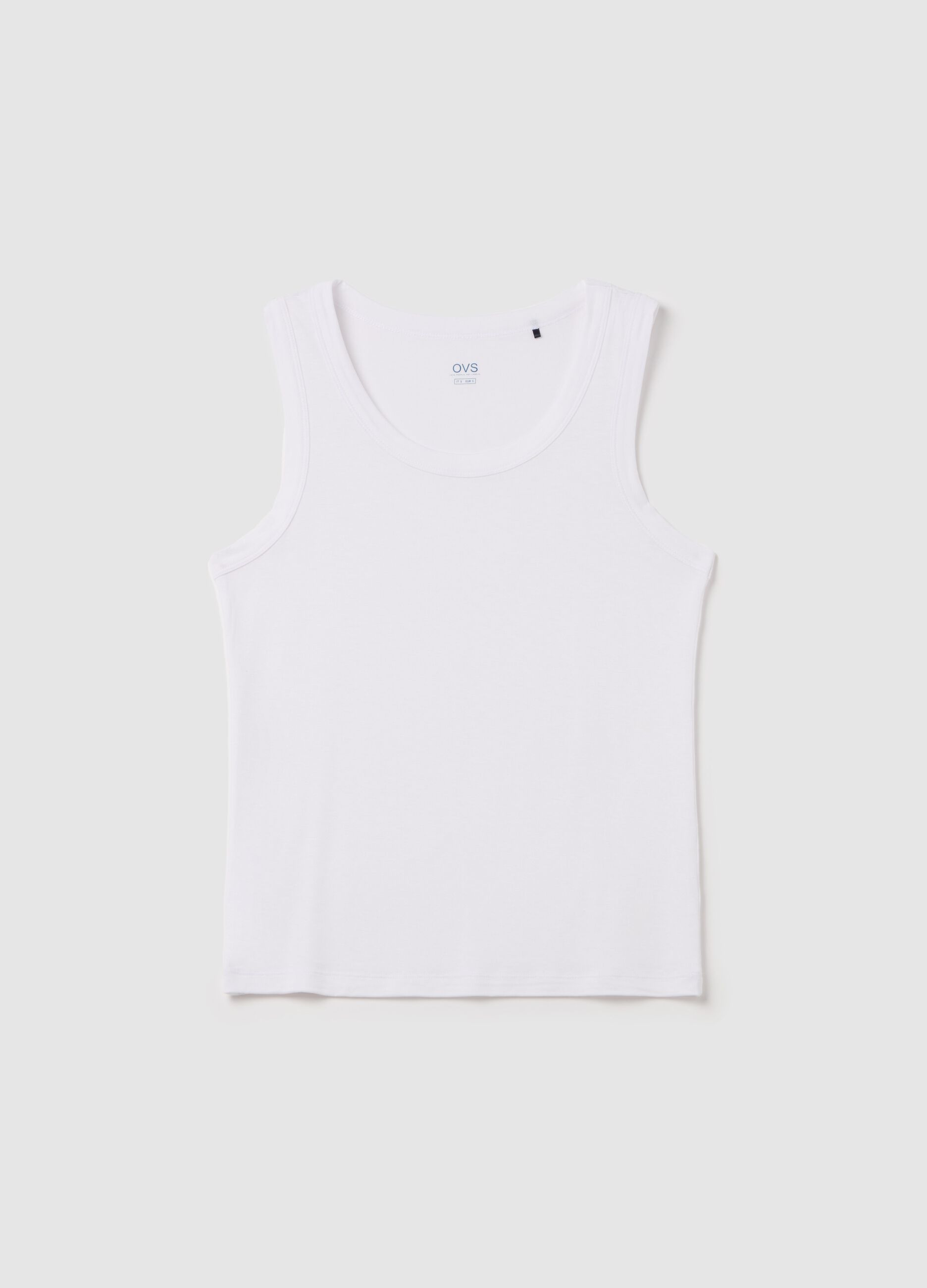Basic blue tank top in stretch viscose