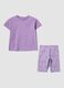 Purple pure cotton set with T-shirt and leggings_0