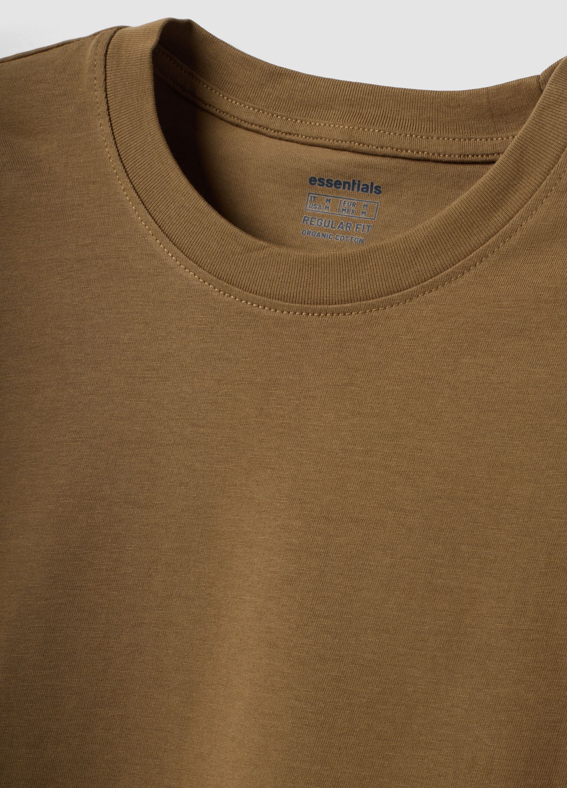 Brown pure organic cotton jersey T-shirt, regular fit