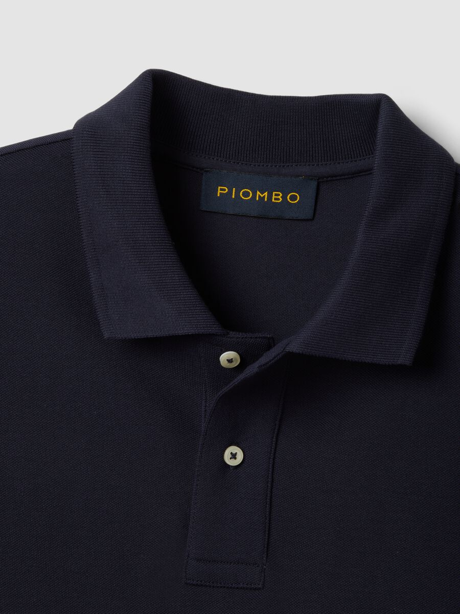 Polo a maniche corte in puro cotone blu regular fit_5