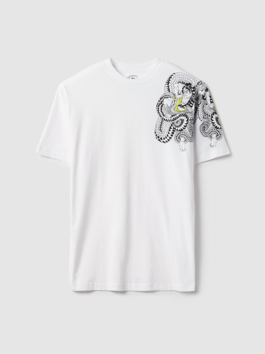 White pure cotton regular fit T-shirt with graphics_4