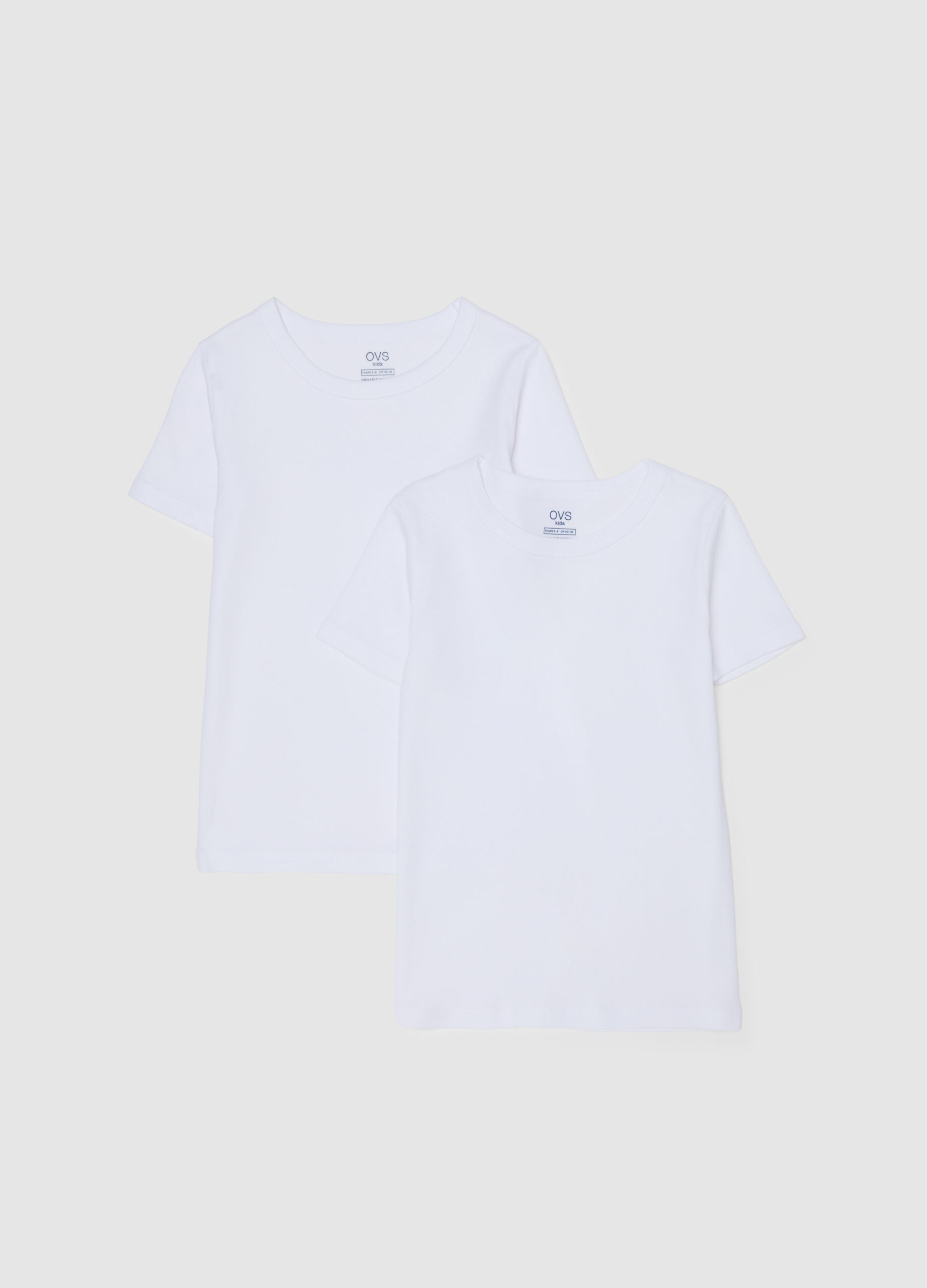 Pack of two white children's t-shirts in pure cotton, regular fit